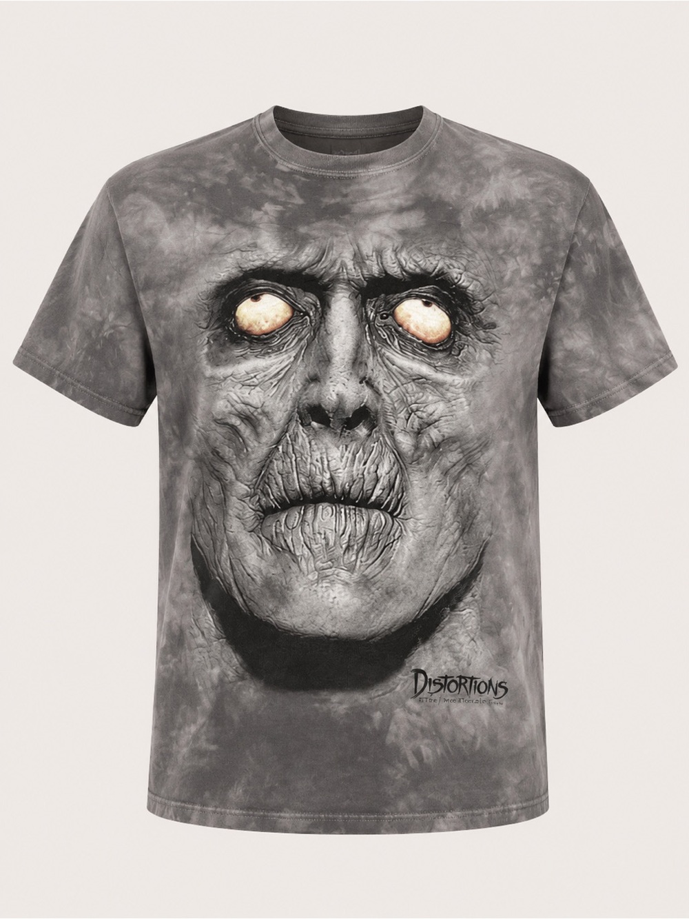 The Mountain Distortions Zombie Face Tie Dye Graphic Tee Gray Medium Gothic